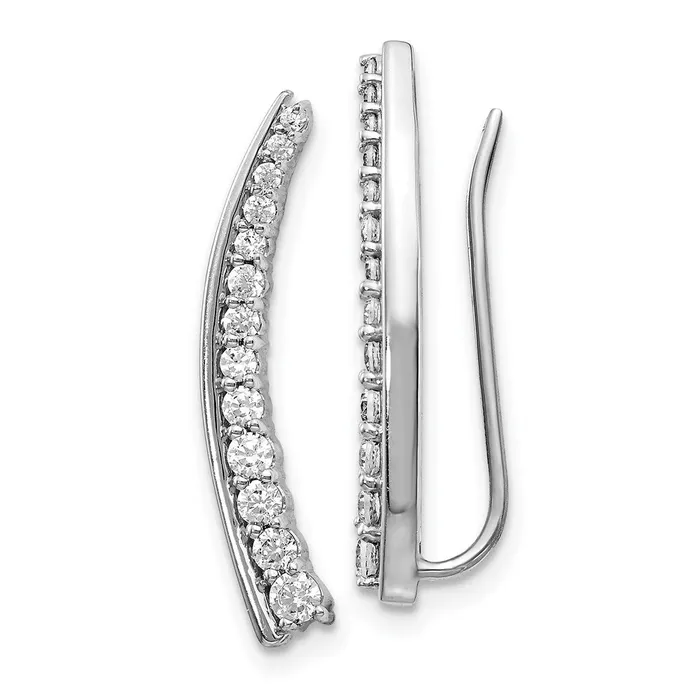 Earrings 14k White Gold Real Diamond Ear Climber Earrings Goldia