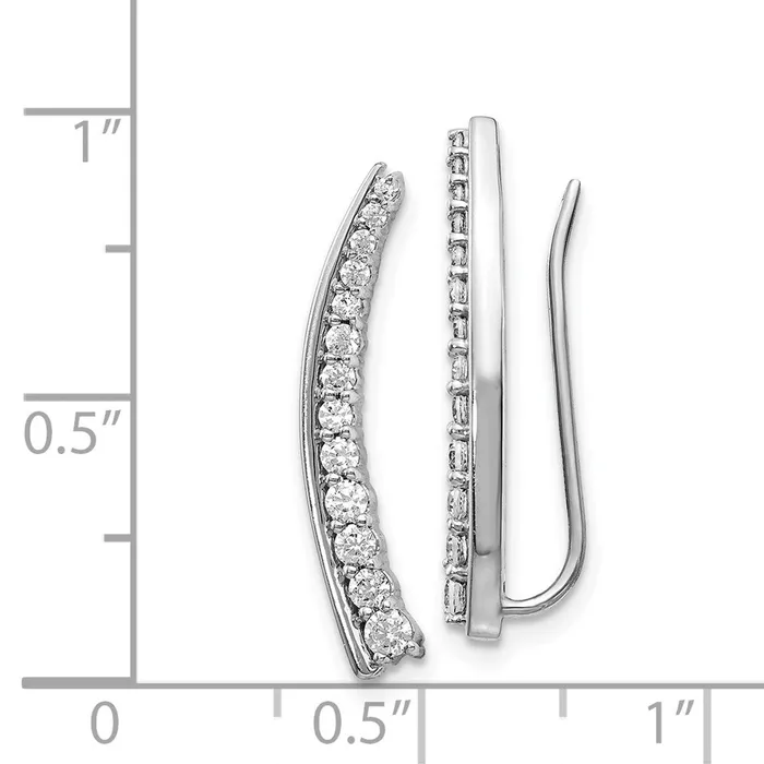 Earrings 14k White Gold Real Diamond Ear Climber Earrings Goldia