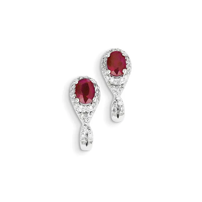 Earrings 14k White Gold Real Diamond u0026 Ruby Earrings Goldia