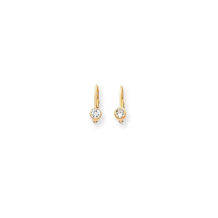 Earrings 14k Yellow Gold 375mm Cubic Zirconia leverback Earrings Goldia
