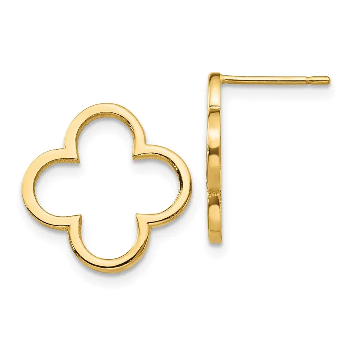 Earrings 14k Yellow Gold Quatrefoil Design Post Earrings Goldia