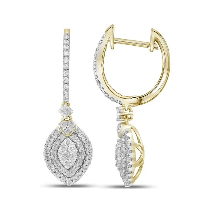 Earrings 14k Yellow Gold Round Diamond Double Oval Frame Dangle Earrings 1 Cttw gndatlanta Earrings 14k Yellow Gold Round Diamond Double Oval Frame Dangle Earrings 1 Cttw gndatlanta