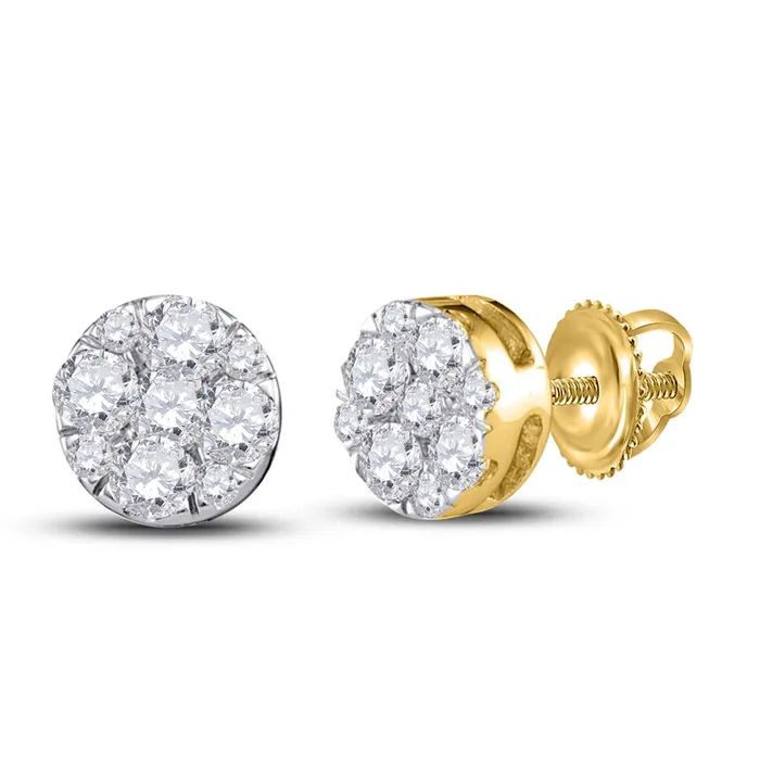 Earrings 14k Yellow Gold Round Diamond Flower Cluster Stud Earrings 12 Cttw gndatlanta Earrings 14k Yellow Gold Round Diamond Flower Cluster Stud Earrings 12 Cttw gndatlanta