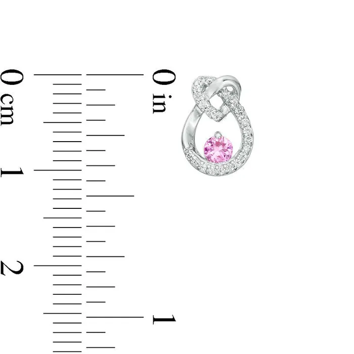 Earrings 30mm LabCreated Pink Sapphire and 017 CT TW Diamond Heart Knot Teardrop Earrings in 10K White Gold Goldia Earrings 30mm LabCreated Pink Sapphire and 017 CT TW Diamond Heart Knot Teardrop Earrings in 10K White Gold Goldia