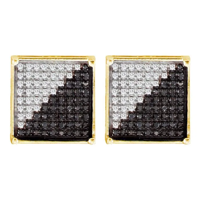 Earrings gndatlanta 10k Yellow Gold Black Diamond Square Cluster Earrings 13 Cttw Earrings gndatlanta 10k Yellow Gold Black Diamond Square Cluster Earrings 13 Cttw