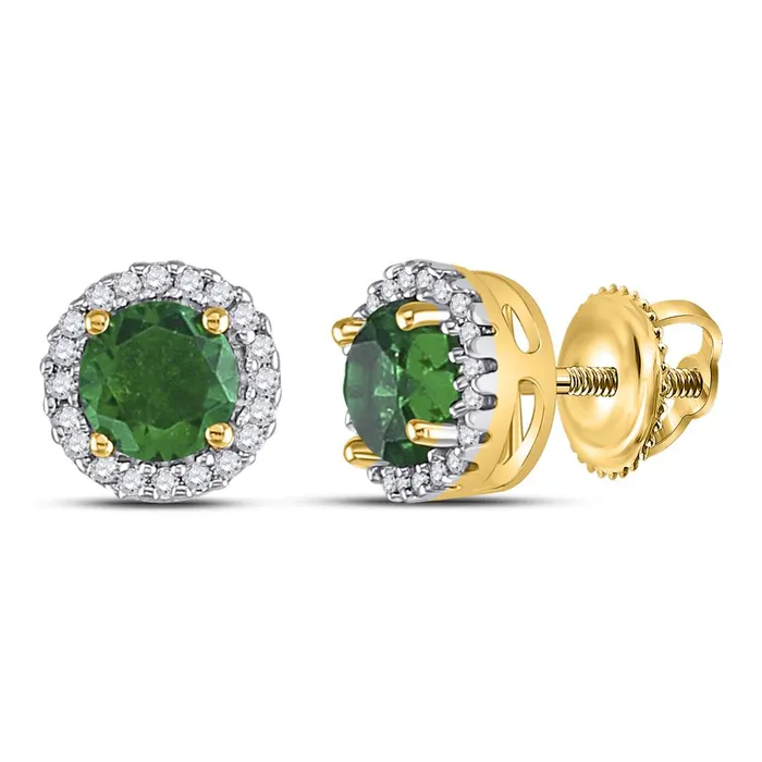 Earrings gndatlanta 10k Yellow Gold Round Created Emerald Solitaire Stud Earrings 1 Cttw Earrings gndatlanta 10k Yellow Gold Round Created Emerald Solitaire Stud Earrings 1 Cttw