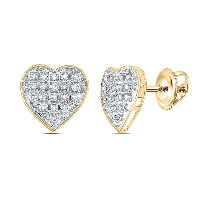 Earrings gndatlanta 10k Yellow Gold Round Diamond Heart Cluster Earrings 110 Cttw Earrings gndatlanta 10k Yellow Gold Round Diamond Heart Cluster Earrings 110 Cttw