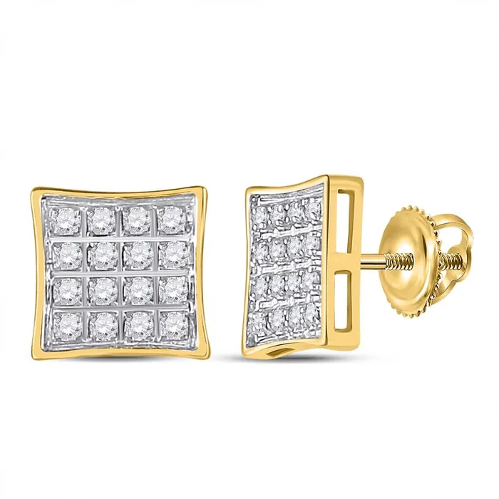 Earrings gndatlanta 10k Yellow Gold Round Diamond Square Earrings 110 Cttw Earrings gndatlanta 10k Yellow Gold Round Diamond Square Earrings 110 Cttw