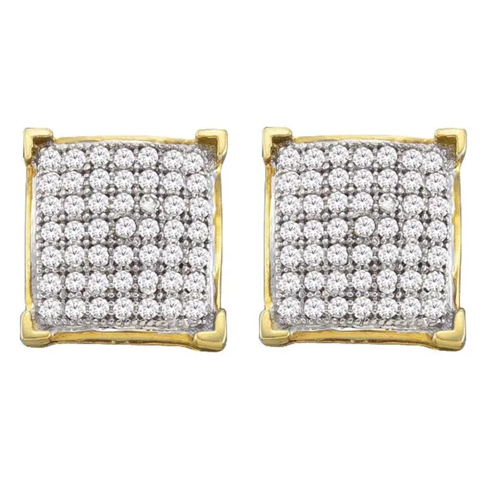 Earrings gndatlanta 10k Yellow Gold Round Diamond Square Earrings 13 Cttw Earrings gndatlanta 10k Yellow Gold Round Diamond Square Earrings 13 Cttw