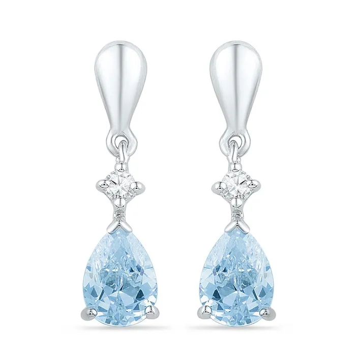 Earrings gndatlanta 14k White Gold Pear Created Blue Topaz Dangle Earrings 134 Cttw Earrings gndatlanta 14k White Gold Pear Created Blue Topaz Dangle Earrings 134 Cttw
