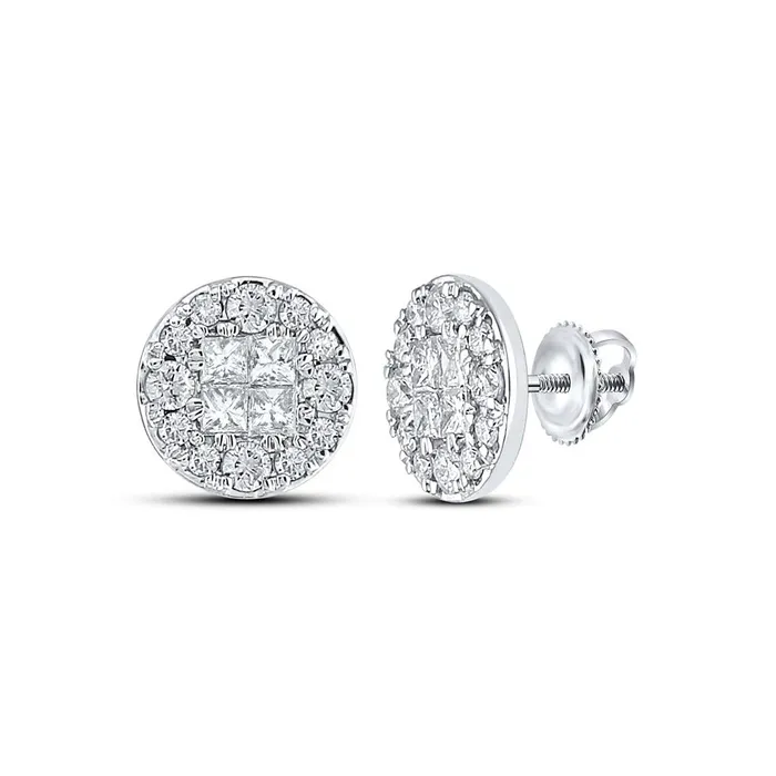 Earrings gndatlanta 14k White Gold Princess Diamond Cluster Earrings 12 Cttw Earrings gndatlanta 14k White Gold Princess Diamond Cluster Earrings 12 Cttw