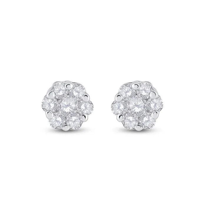 Earrings gndatlanta 14k White Gold Round Diamond Cluster Earrings 16 Cttw