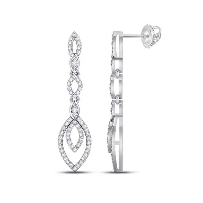 Earrings gndatlanta 14k White Gold Round Diamond Dangle Earrings 13 Cttw Earrings gndatlanta 14k White Gold Round Diamond Dangle Earrings 13 Cttw