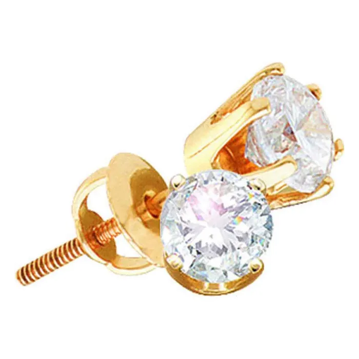 Earrings gndatlanta 14k Yellow Gold Round Diamond I2 JK Solitaire Stud Earrings 2 Cttw Certified Earrings gndatlanta 14k Yellow Gold Round Diamond I2 JK Solitaire Stud Earrings 2 Cttw Certified
