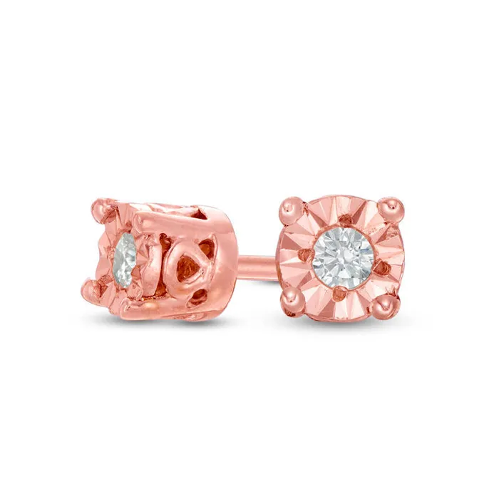 Earrings Goldia 017 CT TW Diamond Solitaire Stud Earrings in 10K Rose Gold Earrings Goldia 017 CT TW Diamond Solitaire Stud Earrings in 10K Rose Gold