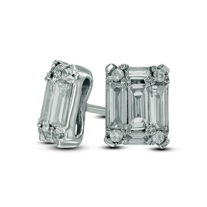 Earrings Goldia 033 CT TW Baguette Diamond Rectangular Stud Earrings in 14K White Gold Earrings Goldia 033 CT TW Baguette Diamond Rectangular Stud Earrings in 14K White Gold