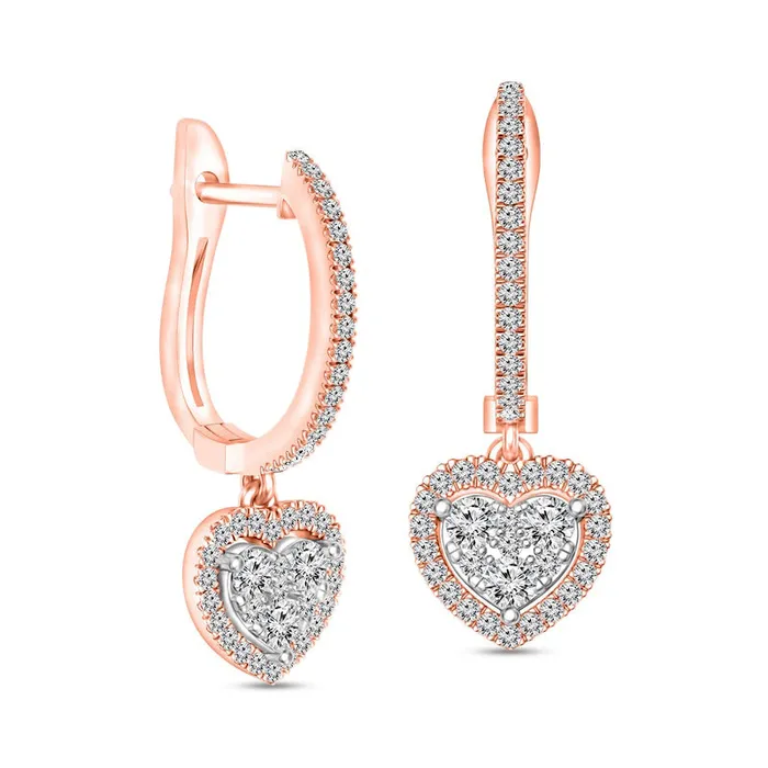 Earrings Goldia 038 CT TW Composite Diamond Heart Frame Drop Earrings in 10K TwoTone Gold Earrings Goldia 038 CT TW Composite Diamond Heart Frame Drop Earrings in 10K TwoTone Gold