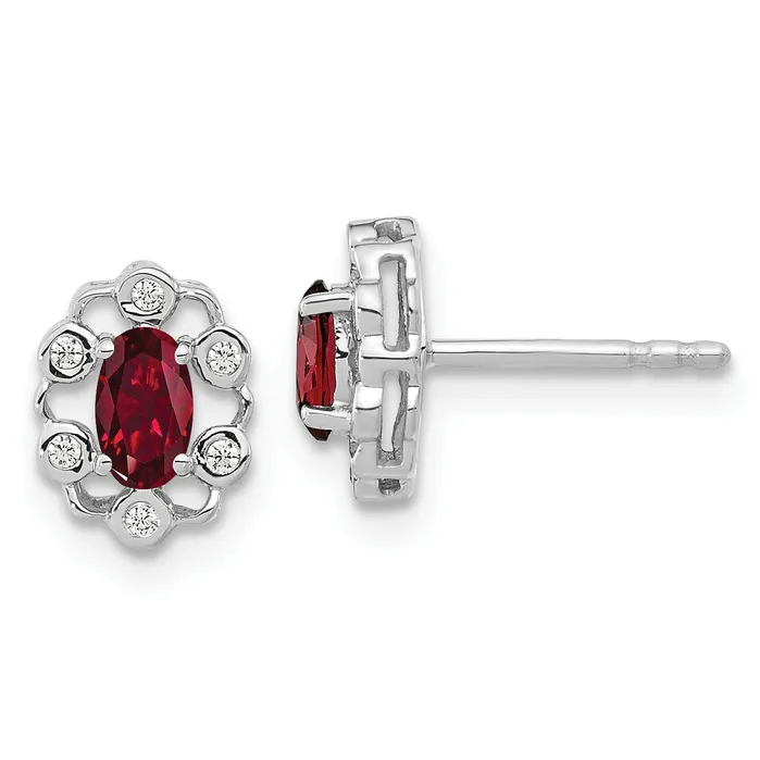 Earrings Goldia 14k White Gold 120 Ct Lab Grown Diamond VSSI G and Oval Created Ruby Halo Post Earrings Earrings Goldia 14k White Gold 120 Ct Lab Grown Diamond VSSI G and Oval Created Ruby Halo Post Earrings