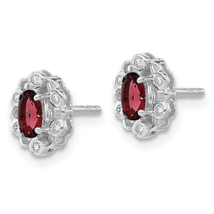 Earrings Goldia 14k White Gold 120 Ct Lab Grown Diamond VSSI G and Oval Created Ruby Halo Post Earrings