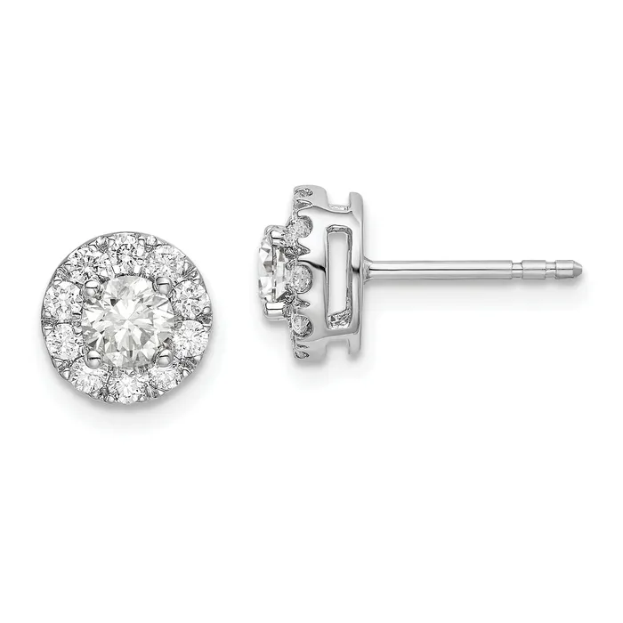 Earrings Goldia 14k White Gold 1 Ct Lab Grown Diamond VSSI G Round Halo Post Earrings Earrings Goldia 14k White Gold 1 Ct Lab Grown Diamond VSSI G Round Halo Post Earrings