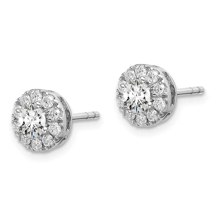 Earrings Goldia 14k White Gold 1 Ct Lab Grown Diamond VSSI G Round Halo Post Earrings