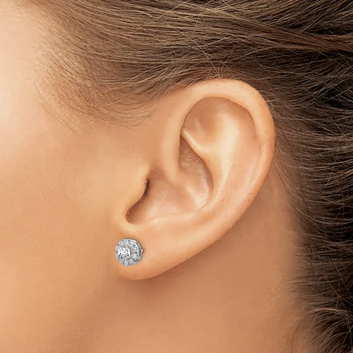 Earrings Goldia 14k White Gold 1 Ct Lab Grown Diamond VSSI G Round Halo Post Earrings
