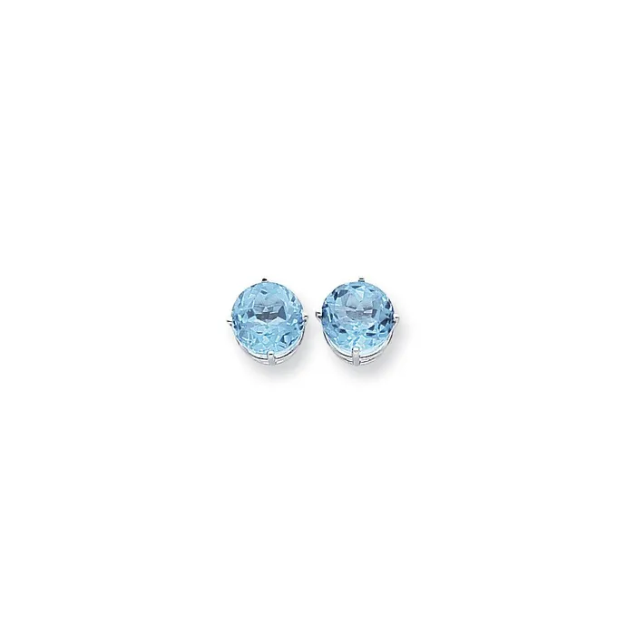 Earrings Goldia 14k White Gold 10mm Blue Topaz Checker Earrings