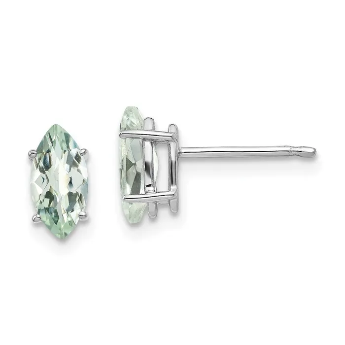 Earrings Goldia 14k White Gold 8x4mm Marquise CheckerCut Green Quartz Earring
