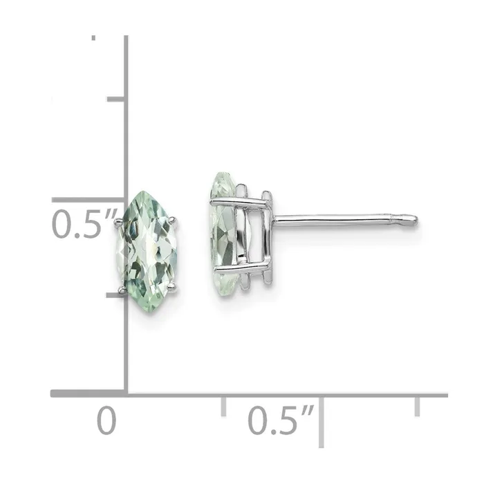 Earrings Goldia 14k White Gold 8x4mm Marquise CheckerCut Green Quartz Earring