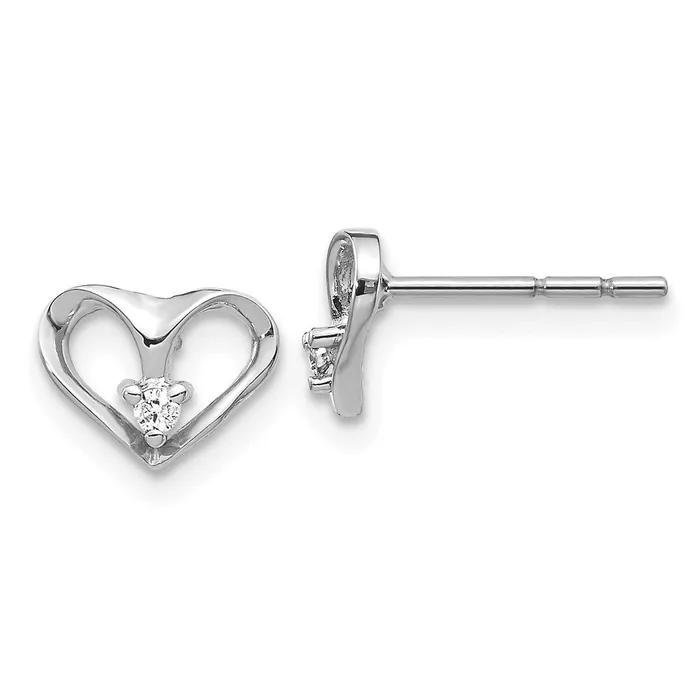 Earrings Goldia 14k White Gold AA Real Diamond Heart Post Earrings