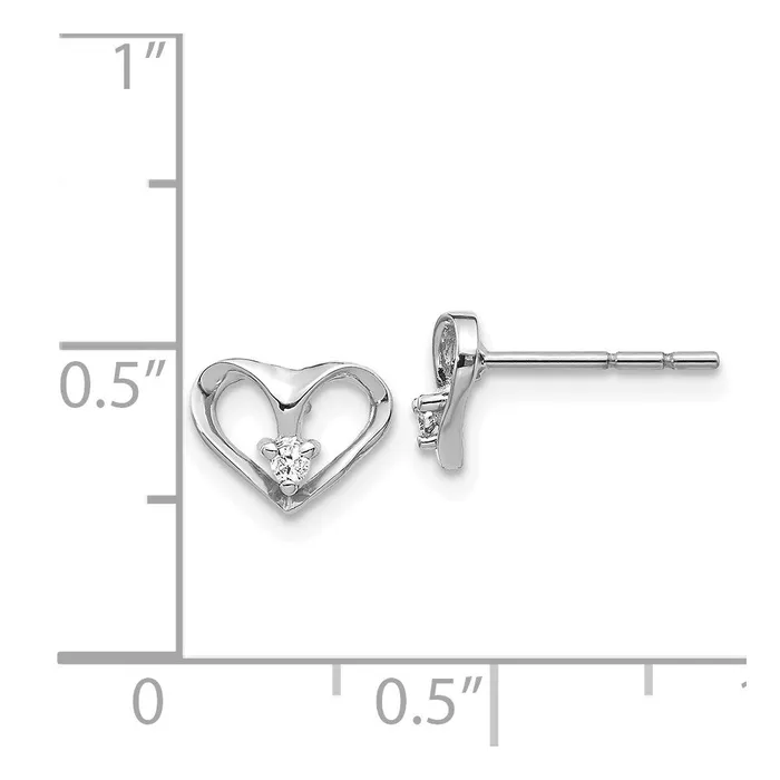 Earrings Goldia 14k White Gold AA Real Diamond Heart Post Earrings