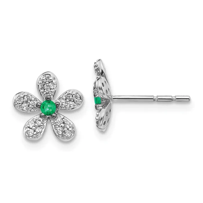 Earrings Goldia 14k White Gold Real Diamond and Emerald Earrings