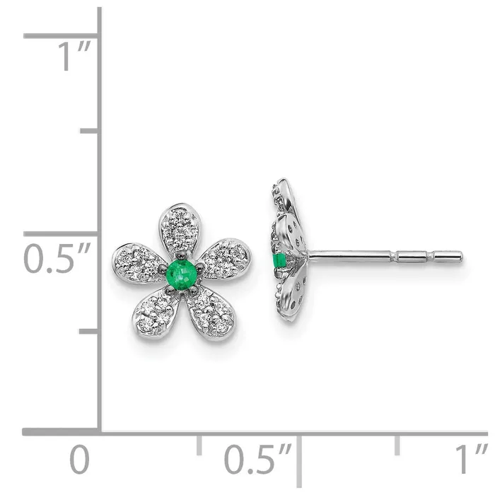 Earrings Goldia 14k White Gold Real Diamond and Emerald Earrings