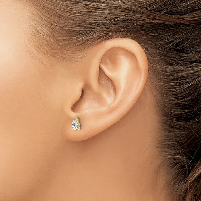 Earrings Goldia 14k Yellow Gold 23 ctw Lab Grown Diamond VSSI G Pear 4 Prong Heavy Wt Stud Earrings