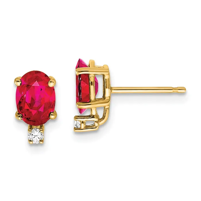 Earrings Goldia 14k Yellow Gold 7x5mm Oval Ruby u0026 AAA Real Diamond Earrings Earrings Goldia 14k Yellow Gold 7x5mm Oval Ruby u0026 AAA Real Diamond Earrings