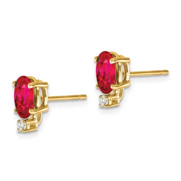 Earrings Goldia 14k Yellow Gold 7x5mm Oval Ruby u0026 AAA Real Diamond Earrings