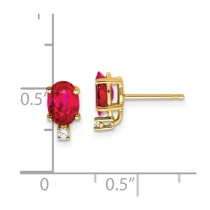 Earrings Goldia 14k Yellow Gold 7x5mm Oval Ruby u0026 AAA Real Diamond Earrings