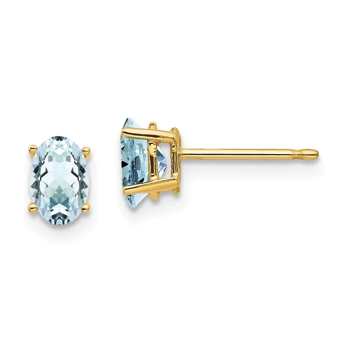 Earrings Goldia 14k Yellow Gold Aquamarine Post Earrings
