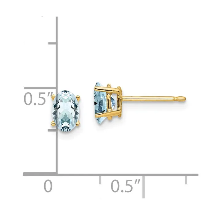 Earrings Goldia 14k Yellow Gold Aquamarine Post Earrings