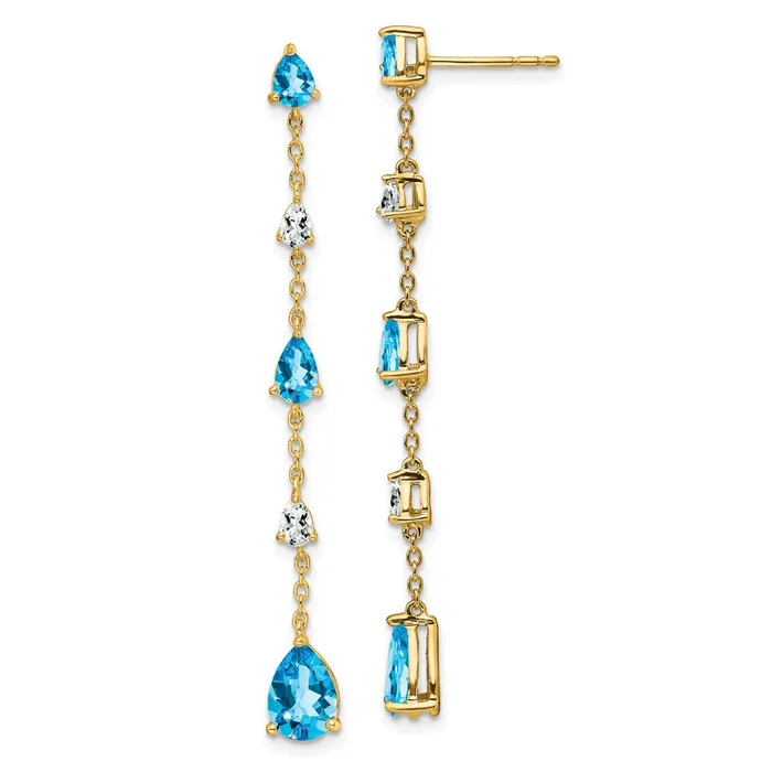 Earrings Goldia 14k Yellow Gold Blue Topaz and White Topaz Dangle Earrings Earrings Goldia 14k Yellow Gold Blue Topaz and White Topaz Dangle Earrings