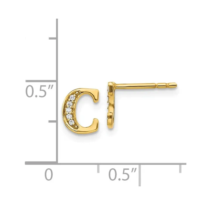 Earrings Goldia 14k Yellow Gold Real Diamond Initial C Earrings