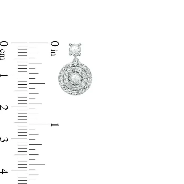 Earrings Goldia 37mm LabCreated White Sapphire Double Frame Drop Earrings in 10K White Gold Earrings Goldia 37mm LabCreated White Sapphire Double Frame Drop Earrings in 10K White Gold