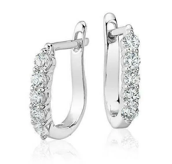 Earrings Goldiacom Real Diamond Hoop Earrings in Solid 14k Gold 34 ct Perfect Anniversary Gift