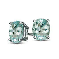 Earrings Goldia Oval Blue Topaz Solitaire Stud Earrings in Sterling Silver