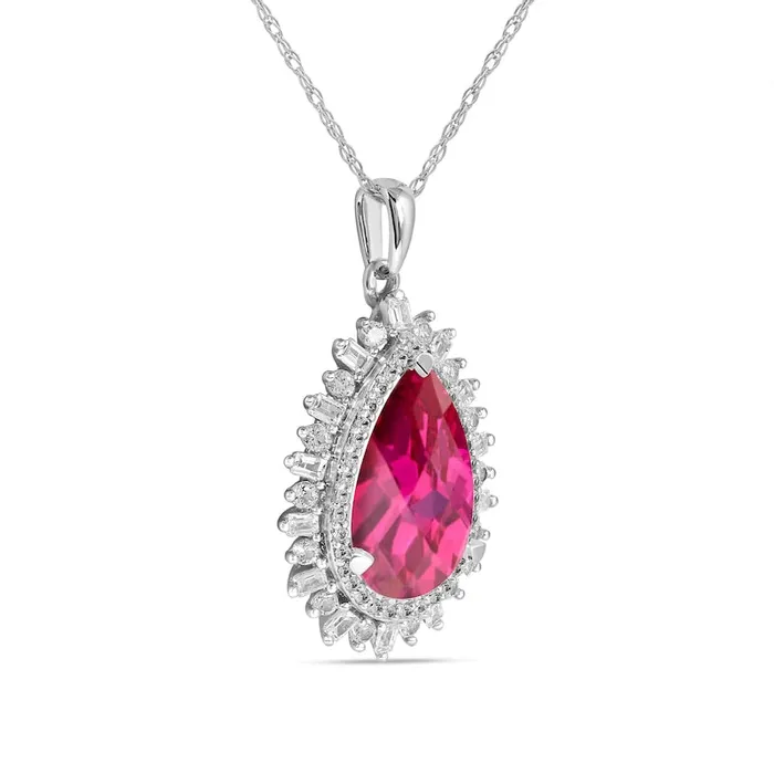 Earrings Goldia PearShaped LabCreated Ruby and White Sapphire Double Shadow Frame Drop Pendant in Sterling Silver Earrings Goldia PearShaped LabCreated Ruby and White Sapphire Double Shadow Frame Drop Pendant in Sterling Silver