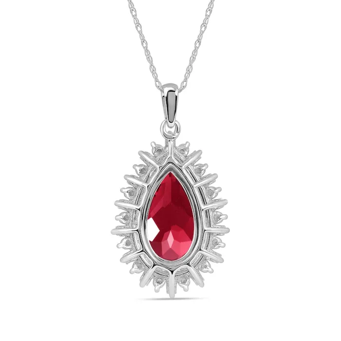 Earrings Goldia PearShaped LabCreated Ruby and White Sapphire Double Shadow Frame Drop Pendant in Sterling Silver Earrings Goldia PearShaped LabCreated Ruby and White Sapphire Double Shadow Frame Drop Pendant in Sterling Silver