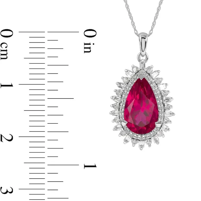 Earrings Goldia PearShaped LabCreated Ruby and White Sapphire Double Shadow Frame Drop Pendant in Sterling Silver Earrings Goldia PearShaped LabCreated Ruby and White Sapphire Double Shadow Frame Drop Pendant in Sterling Silver