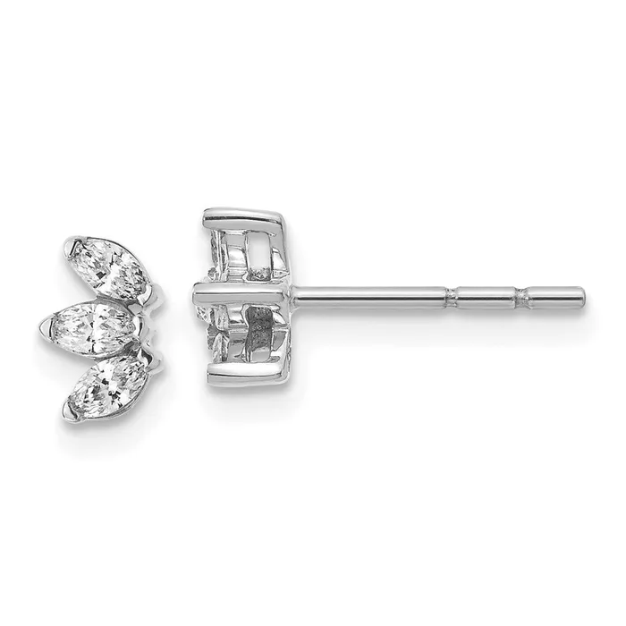 Earrings Goldia Solid 14k White Gold 3stone Marquise Simulated CZ Earrings