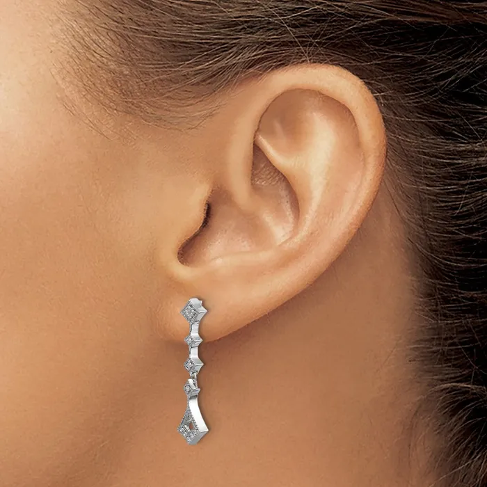 Earrings Goldia Solid 14k White Gold Simulated CZ Vintage Earrings Earrings Goldia Solid 14k White Gold Simulated CZ Vintage Earrings