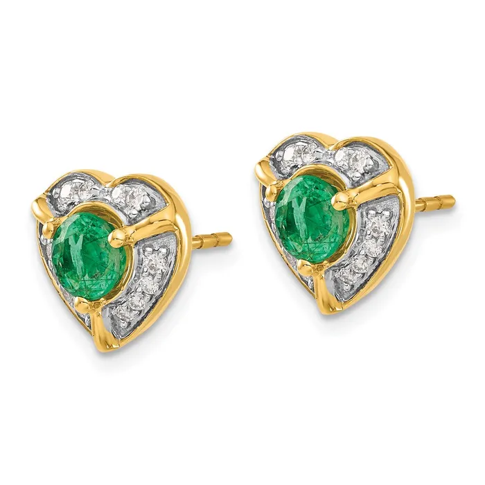 Earrings Goldia Solid 14k Yellow Gold Simulated CZ and Emerald Fancy Heart Earrings Earrings Goldia Solid 14k Yellow Gold Simulated CZ and Emerald Fancy Heart Earrings